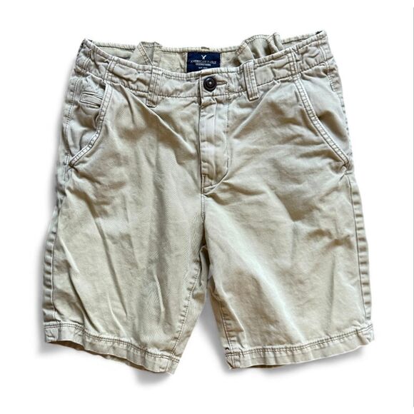 Mens American Eagle Khaki Chino Classic Everyday Shorts - Sz 28 - Picture 1 of 2